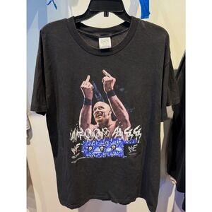 Vintage 1998 Stone Cold Steve Austin Whoop Ass WWF T-Shirt Wild Oats Large Black